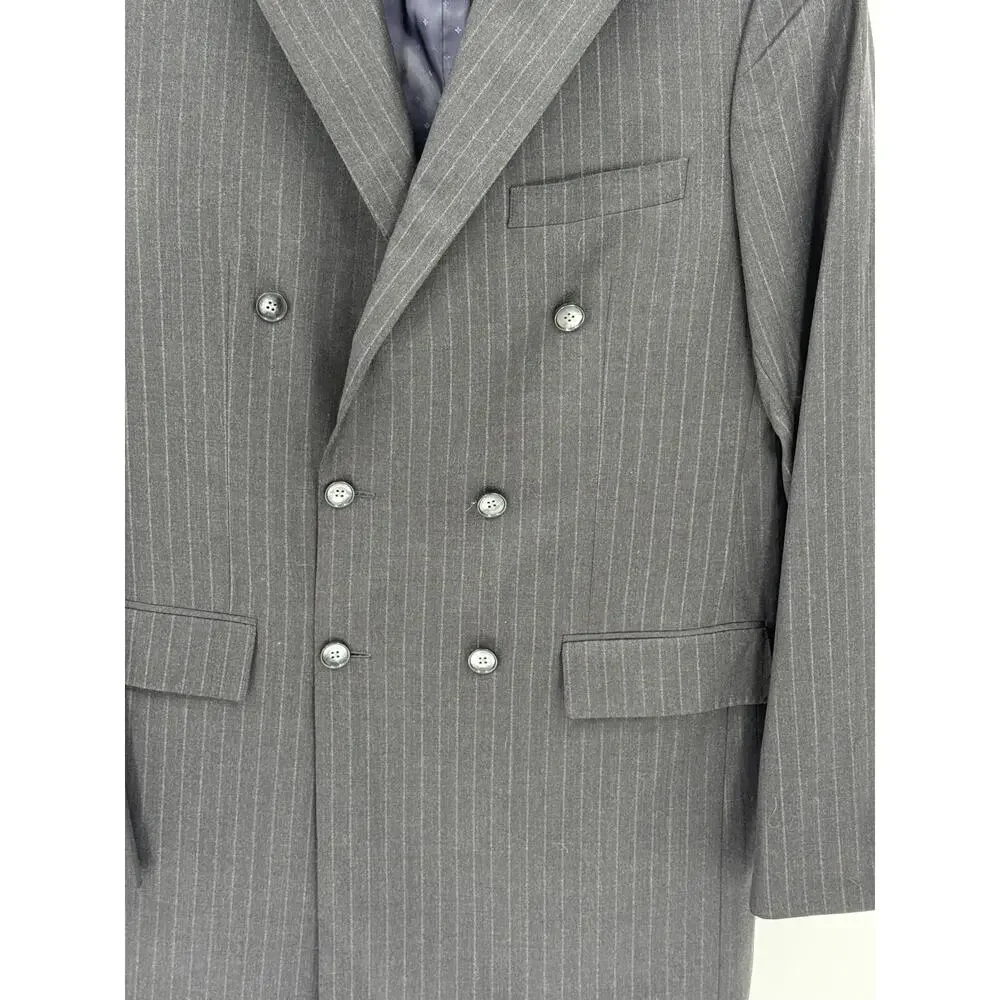 Nabil Srouji Scabal Super 140's Double Breasted Pinstripe Sport Coat Blazer 42R